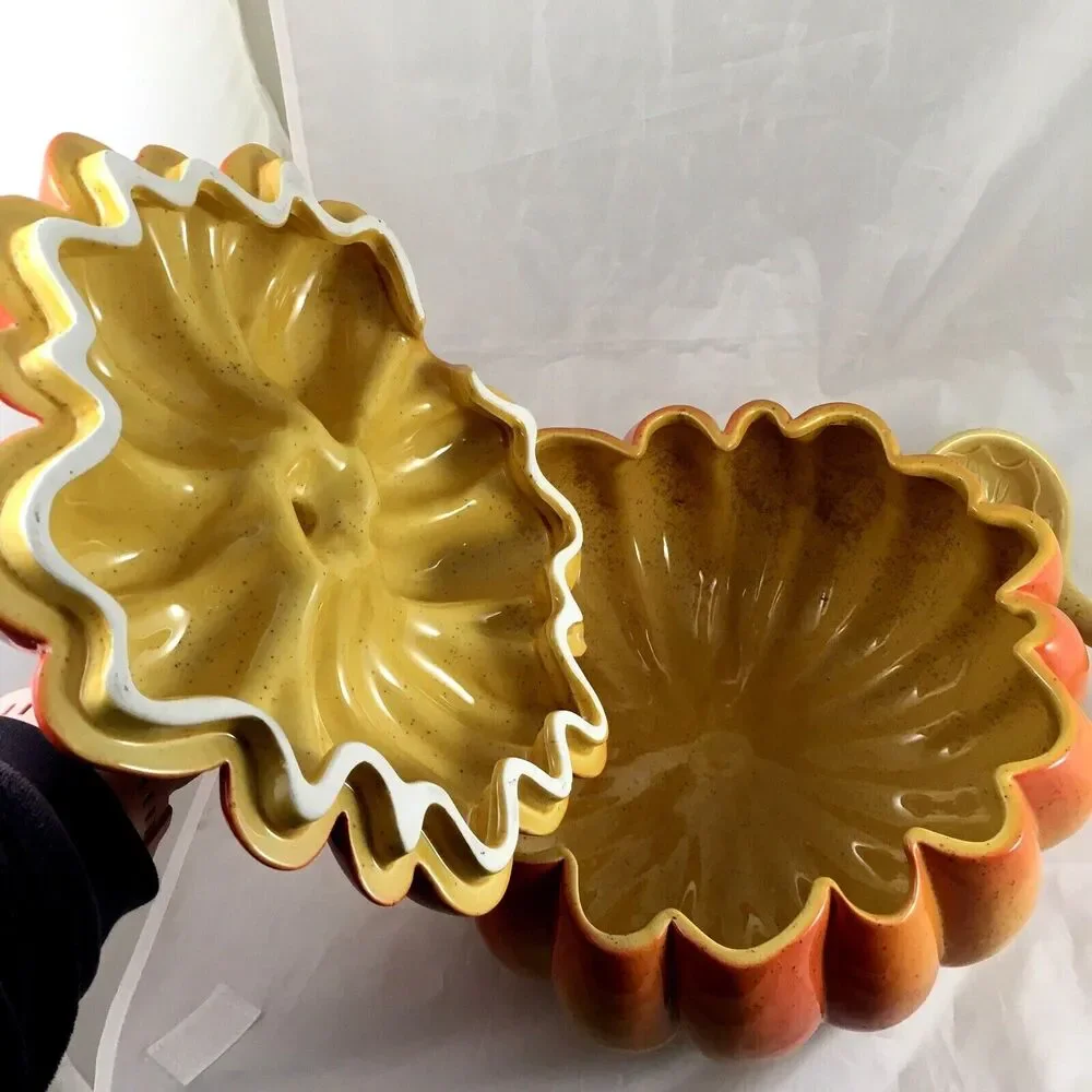 World Market Pumpkin Shaped Soup Tureen 3 piece set